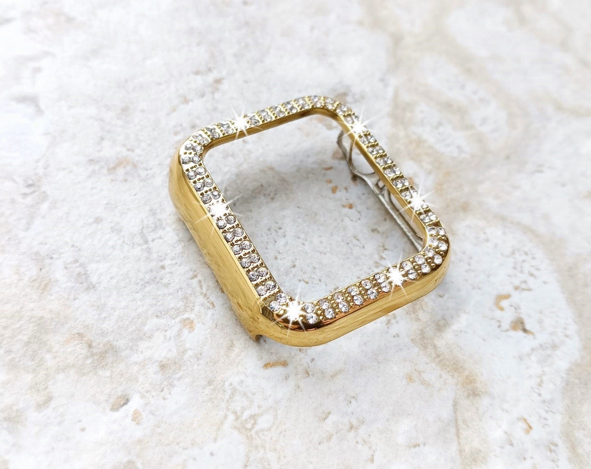 Apple Watch Gold Color Band Set Crystal Bezel Case Cover for Ultra 2 9 8 7 SE 6 5 4 3 2 1 49mm 45mm 44mm 42mm 41mm 40mm 38mm Milanese Strap